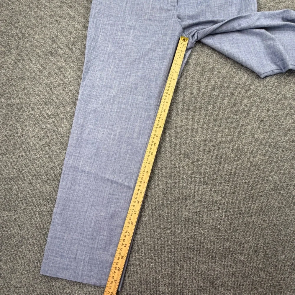 Talbots Hampshire Ankle Pant Womens 16 Light Blue Textured Straight Leg Trousers